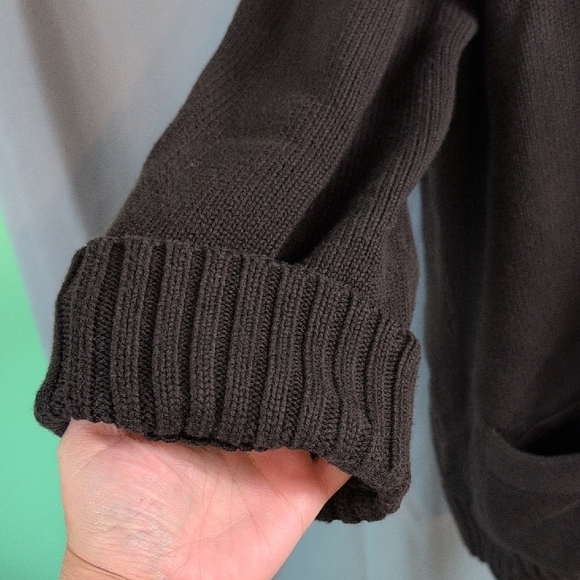 Lauren Ralph Lauren Chocolate Cardigan/Shaket 3/4 Sleeve with Gold Accents - Picture 5 of 7